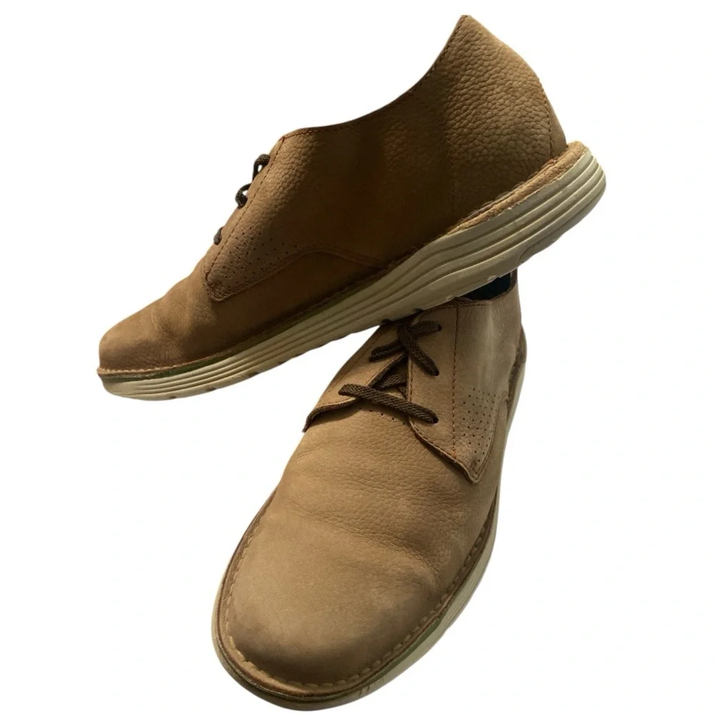Clarks Tan Suede Hybrid Oxford Derby Sneaker Sole Men’s 12 Lightweight